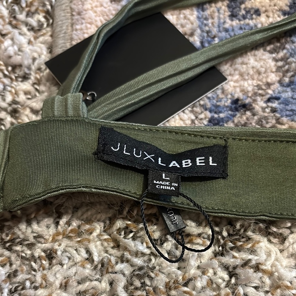 JLUXLABEL Green Ribbed Ruched Sleeveless Bra - Picture 5 of 7